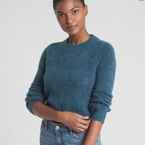 Gap Teal Pointelle Knit Sweater Size M 